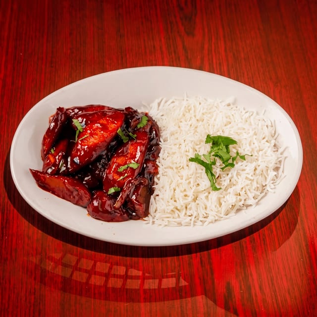 Smoked Hot Links With Rice.